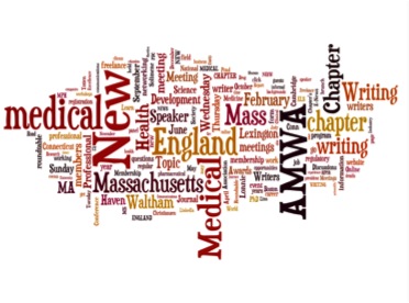 This is a word cloud generated by the website Wordle. It consists of a mixture of dozens of words chosen from text that had been inserted into the app based on scientific writing work, and networking at a medical writers' meeting in New England, that I did in the week prior to initially writing this post.